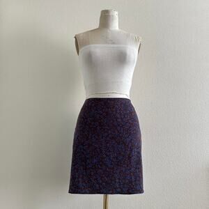handmade blue purple floral print mini skirt